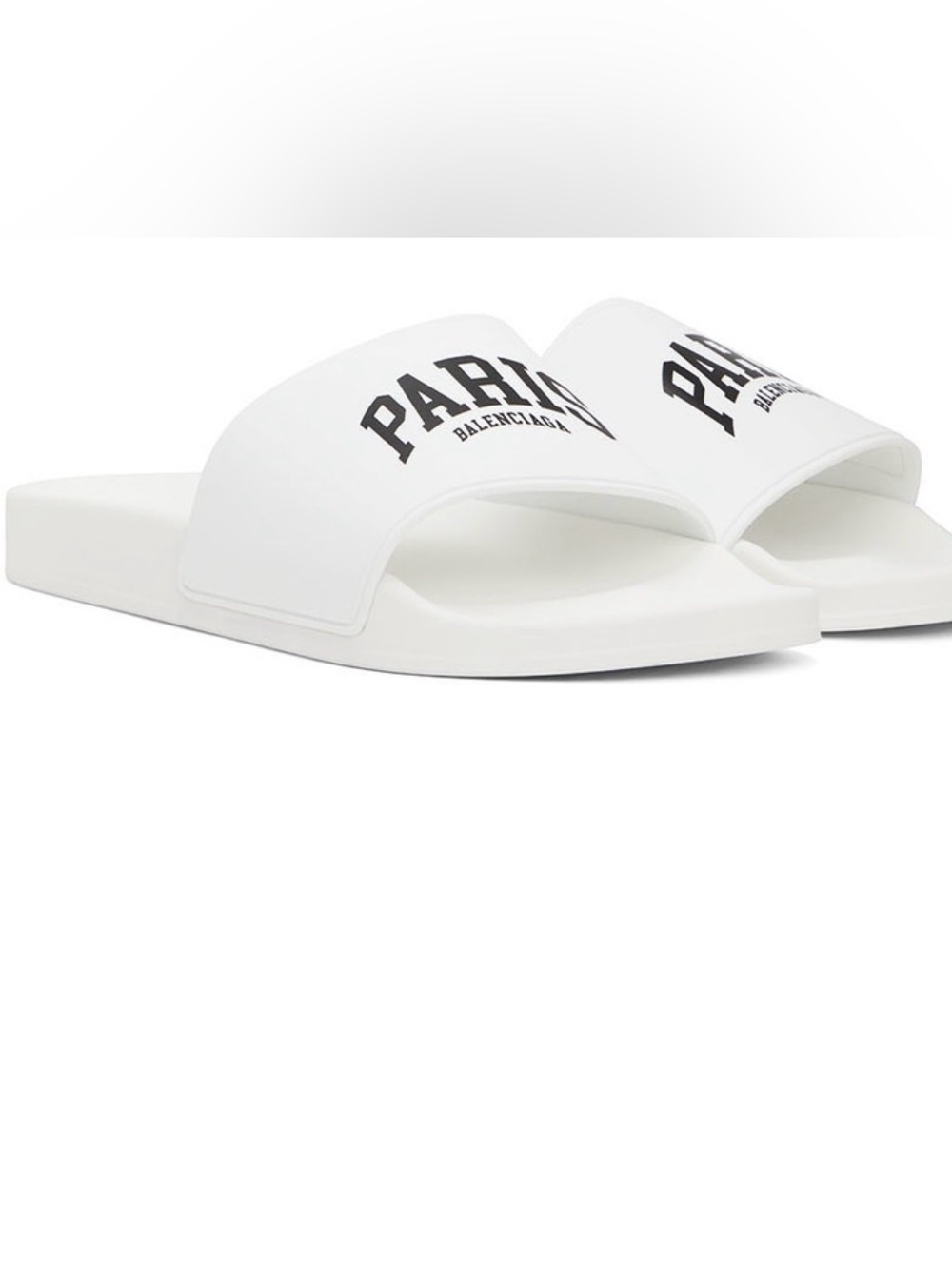 NEW! Balenciaga White Cities 'Paris' Slide Sandals US 10